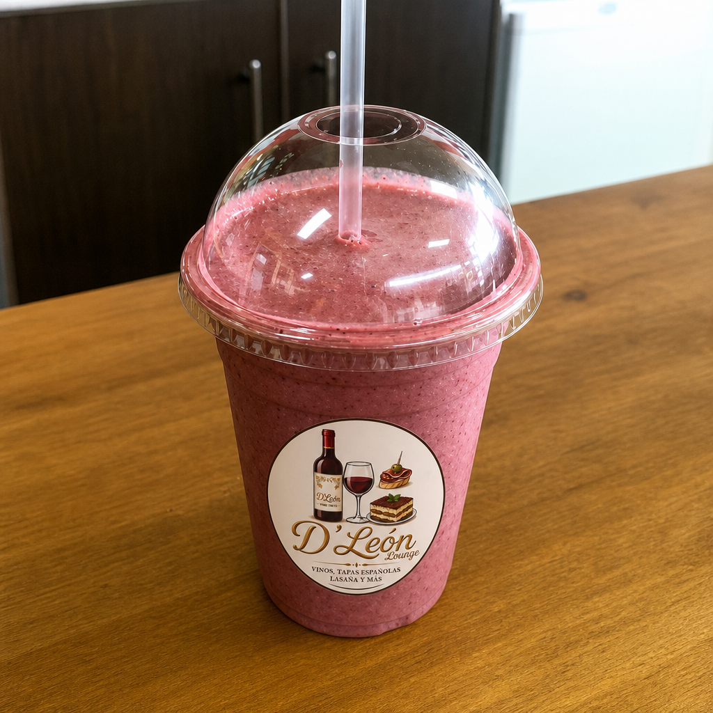 Smoothie de Frutos Rojos en vaso con tapa